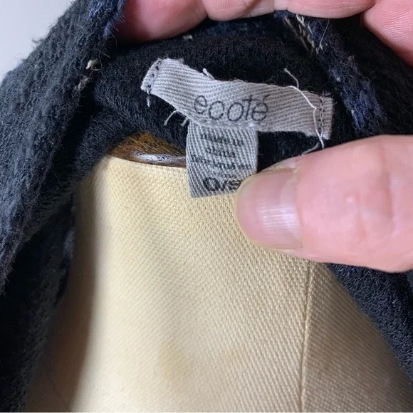 Ecote Free People Textured Bohemian Kimono Black Aztec Open Fringed Cardigan OS - Picture 7 of 11